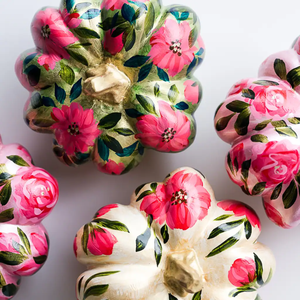 handed painted pumpkins by florida artist bonnie sorsby for thanksgiving gift idea