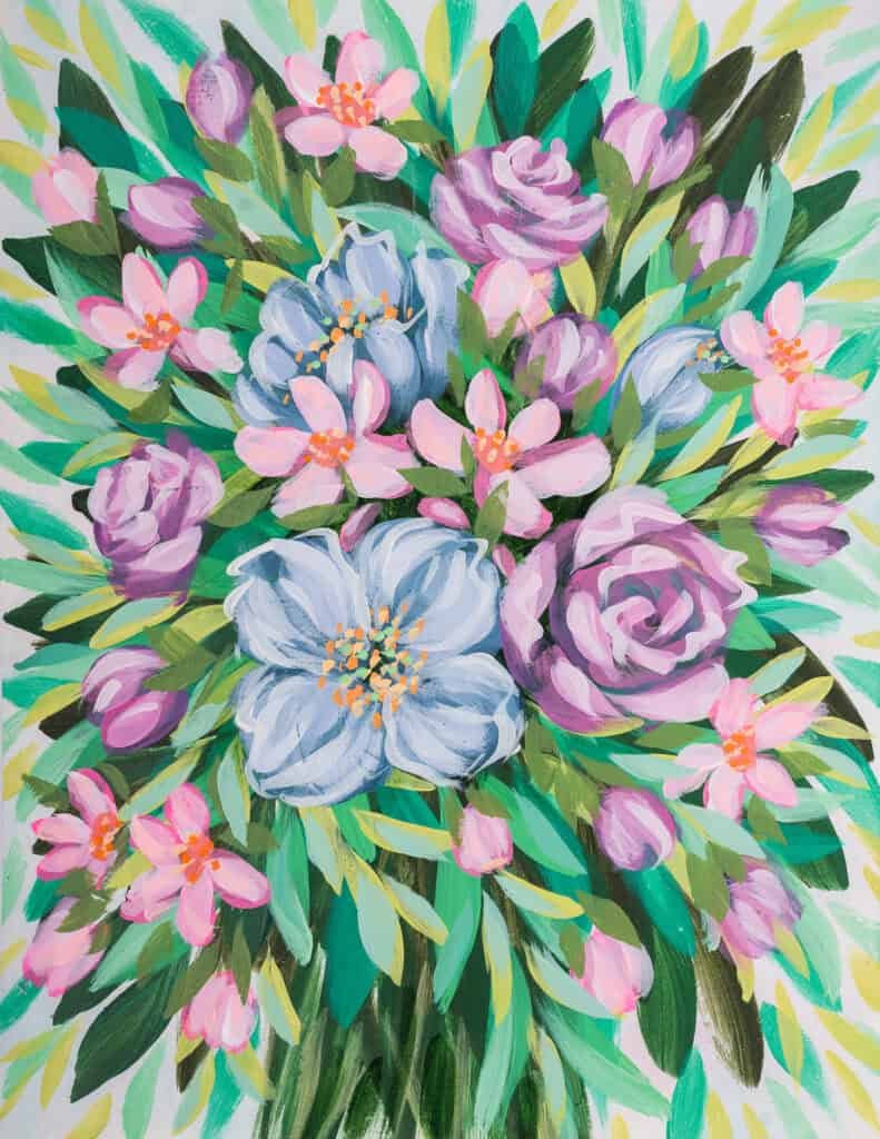 original floral painting acrylic tropical flowers