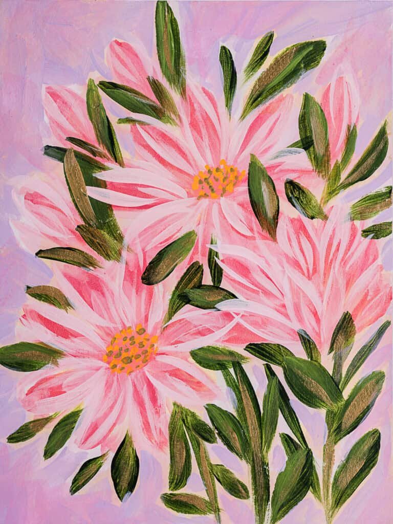 original floral painting acrylic tropical flowers