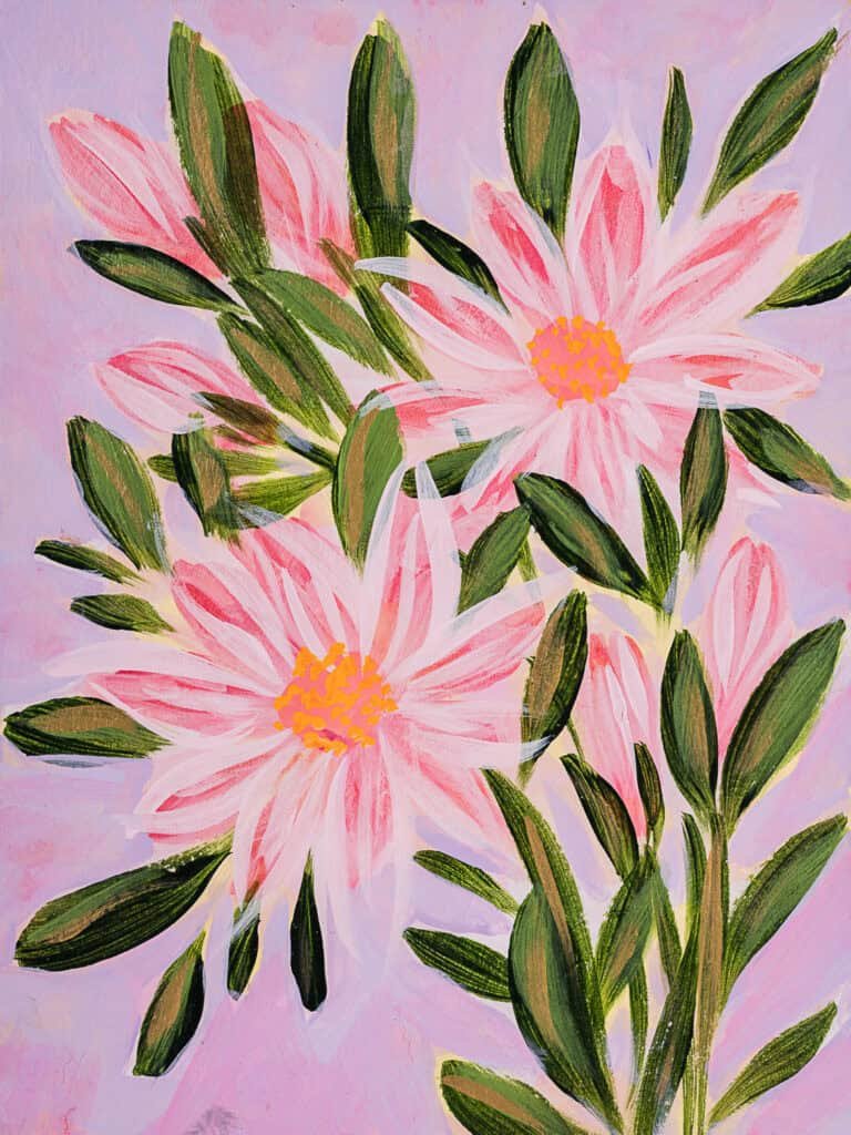original floral painting acrylic tropical flowers