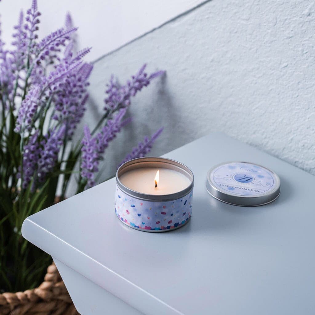 brand photography of natural lavender candle product photography