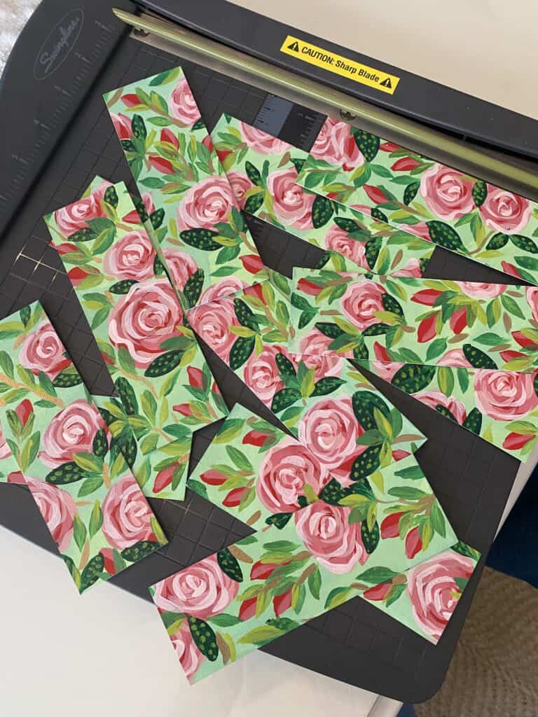 hand painted bookmarks diy easy project - cut up from 12x12 paper to 12 - 6x2" bookmarks