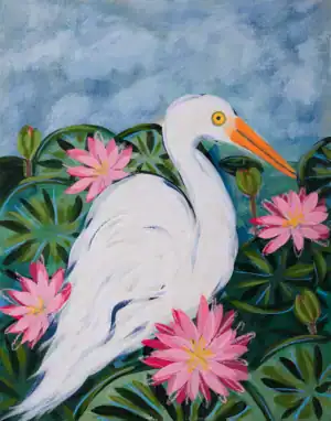 coastal white heron egret painting by florida artist