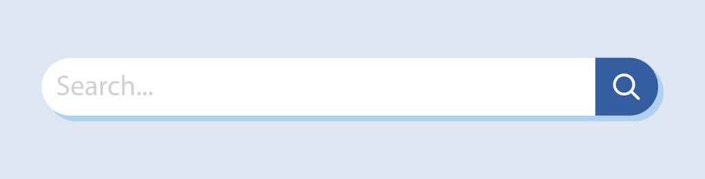 Seo search bar for website visibility strategies Search bar graphic representing SEO and how users discover websites through search engines.
