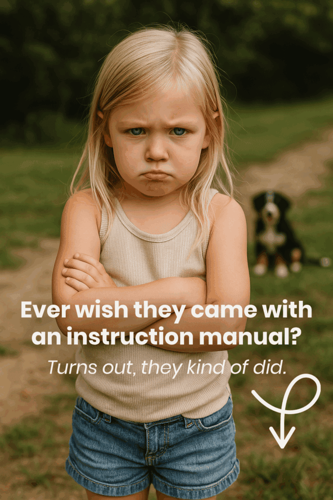 instruction manual for kids as a silly image to advertise astrology for parents - a soulful parenting guide