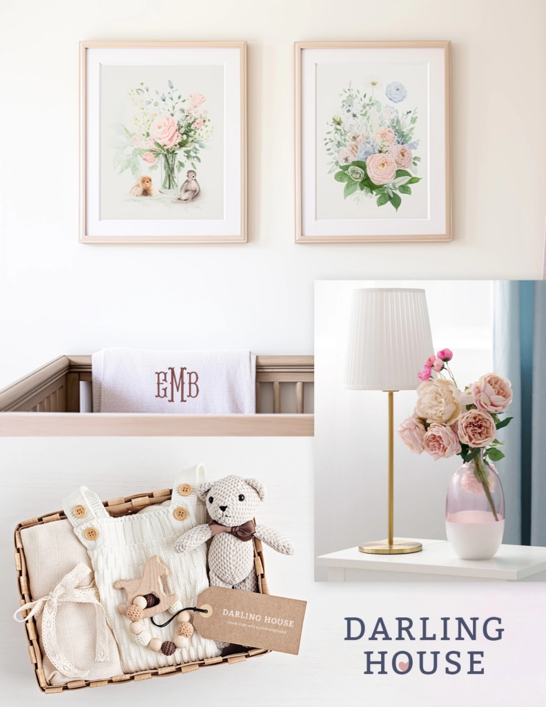 darling house branding and design moodboard for lifestyle brand for children and home goods