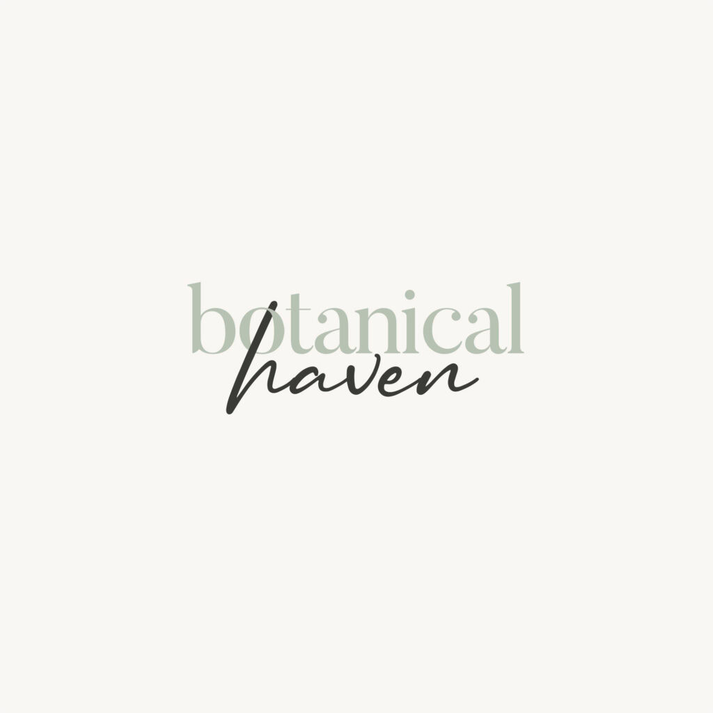 Botanical Haven wordmark logo in a modern minimalist serif style — clean editorial branding for a natural lifestyle brand.