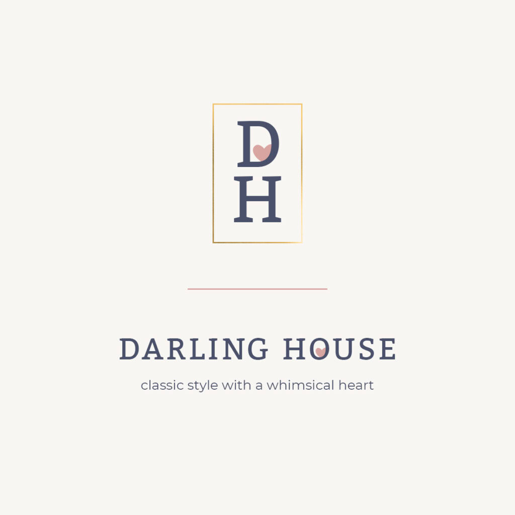 Monogram logo for Darling House in a modern serif font — sophisticated editorial branding with classic appeal.