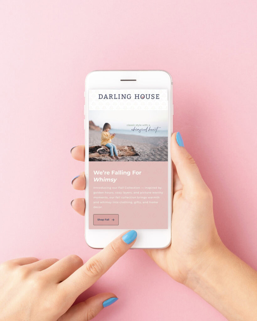 Palm Beach responsive web design — Darling House homepage shown on mobile device for modern, on-the-go viewing
