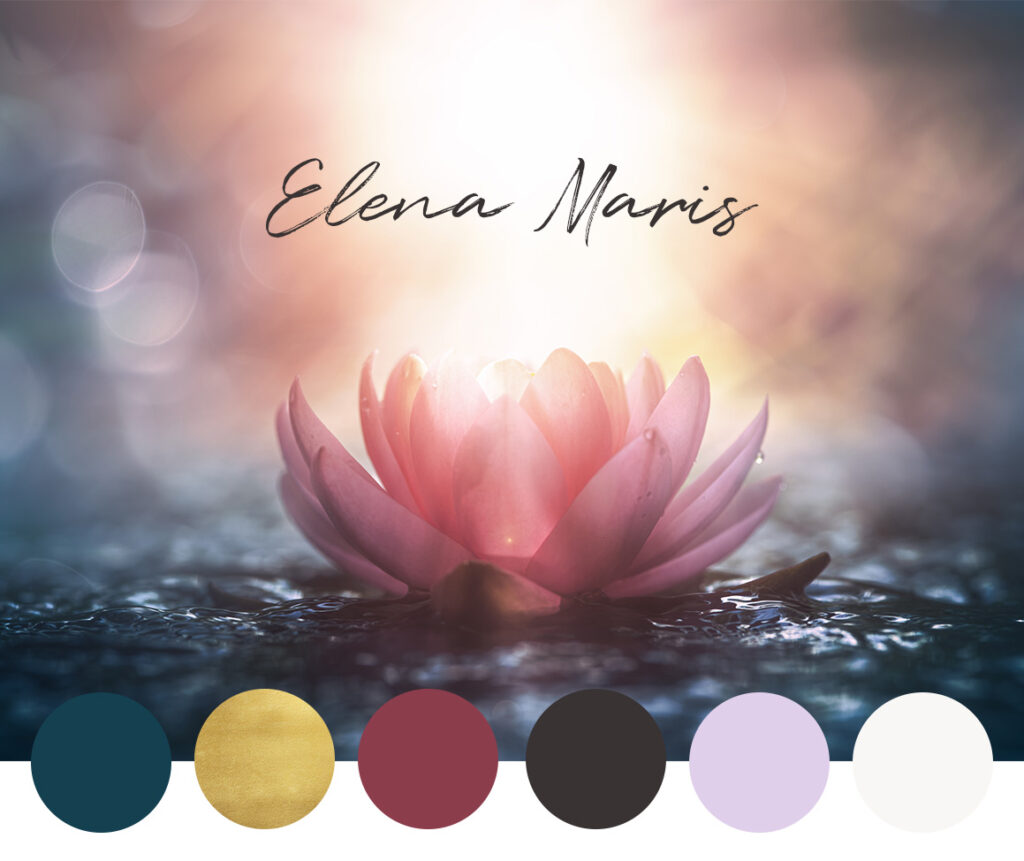 Elena Maris logo and brand color palette — modern minimalist branding design with clean typography and elevated editorial style identity.