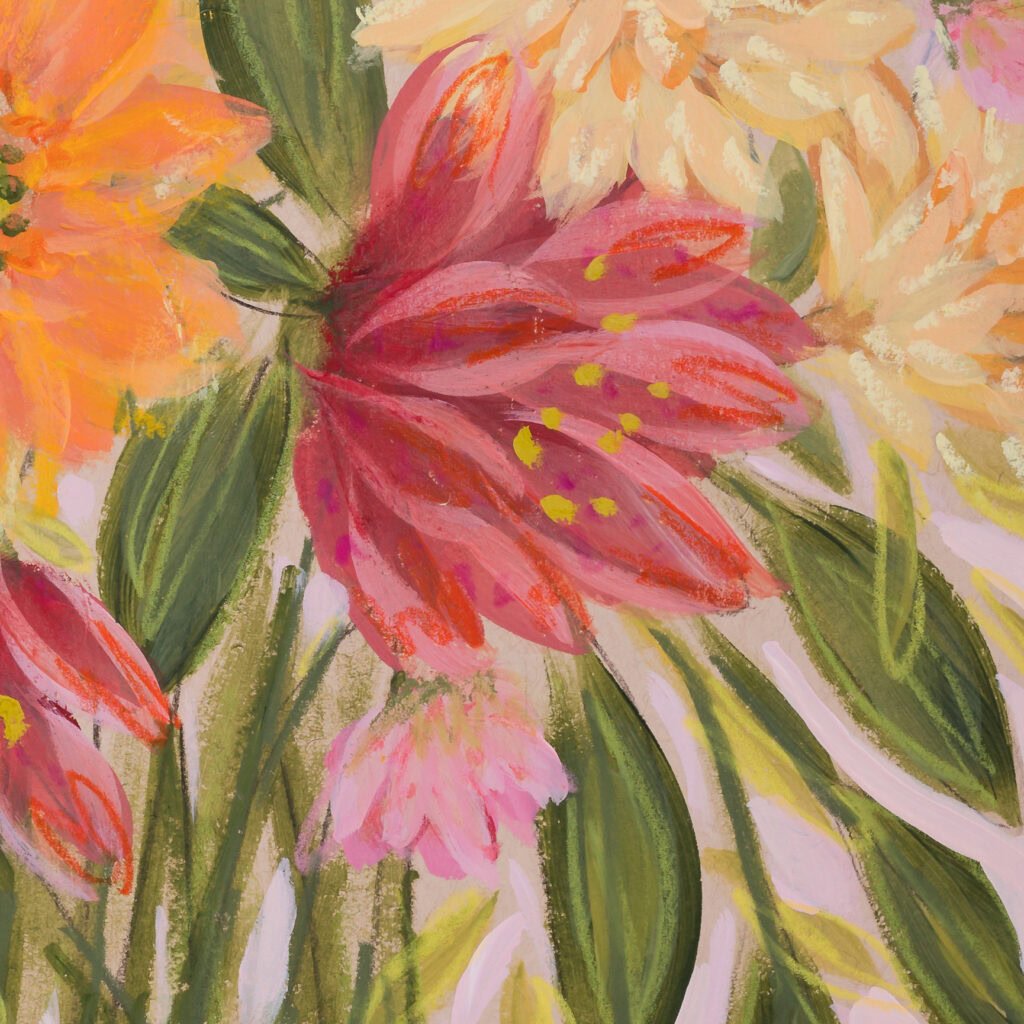 Vibrant contemporary flower artwork by Bonnie Sorsby, Palm Beach Florida artist