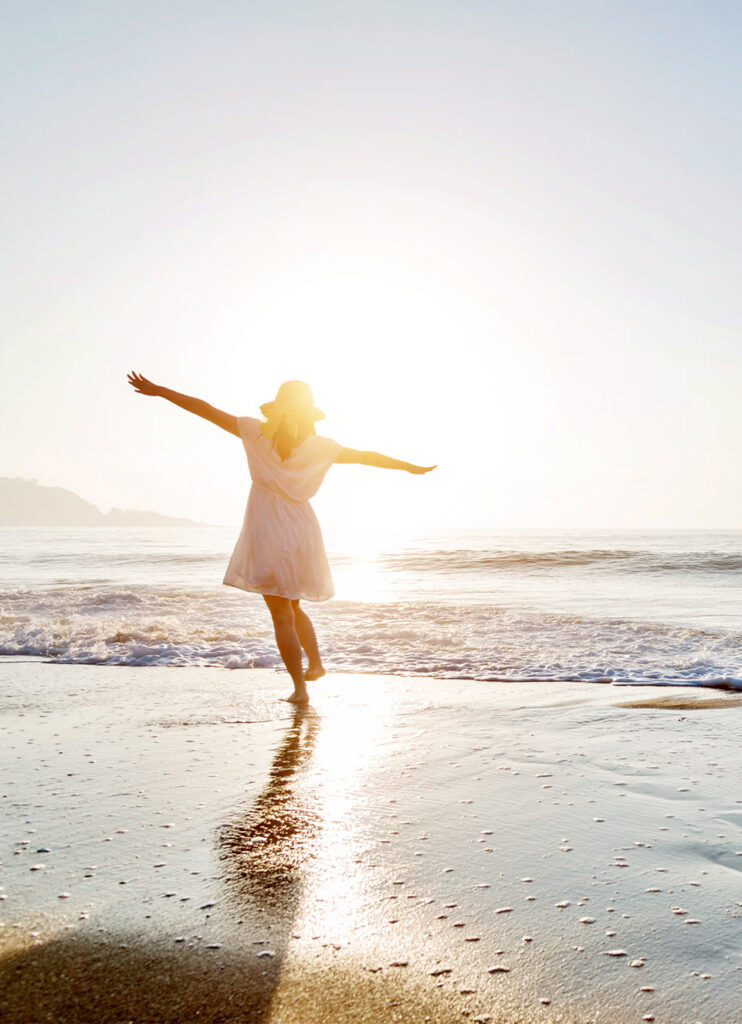 cloud dancer pantone color of the year 2026 woman on the beach for the universal 1 year
