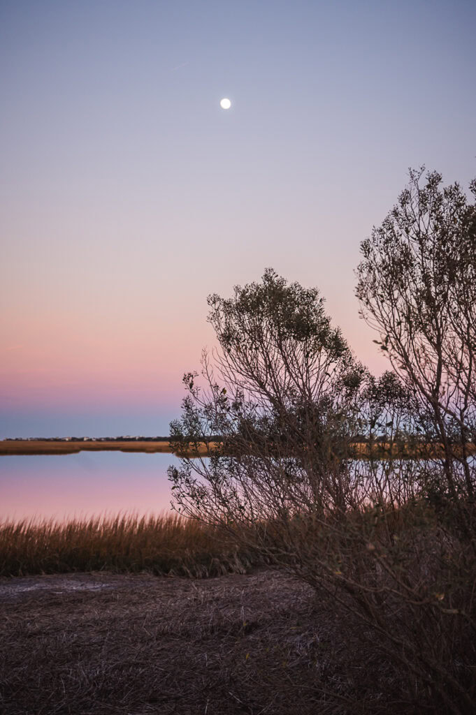 sunset on a north carolina marsh view with pastel skies for a post on the major astrological transits of 2026