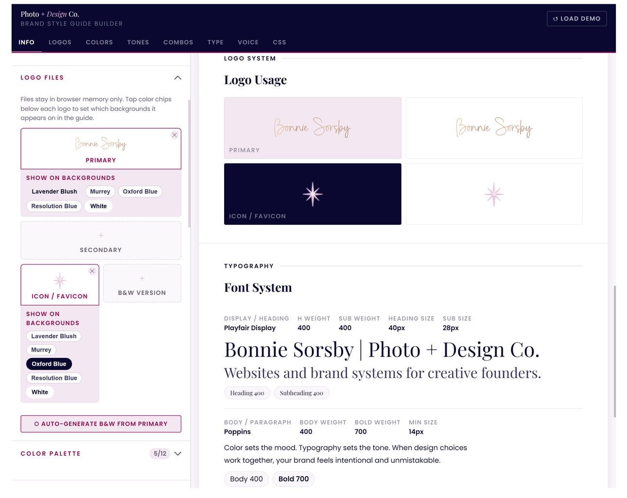 A versatile tool for creating cohesive brand identities with customizable logos, typography, and color palettes for artists, designers, and creative entrepreneurs.