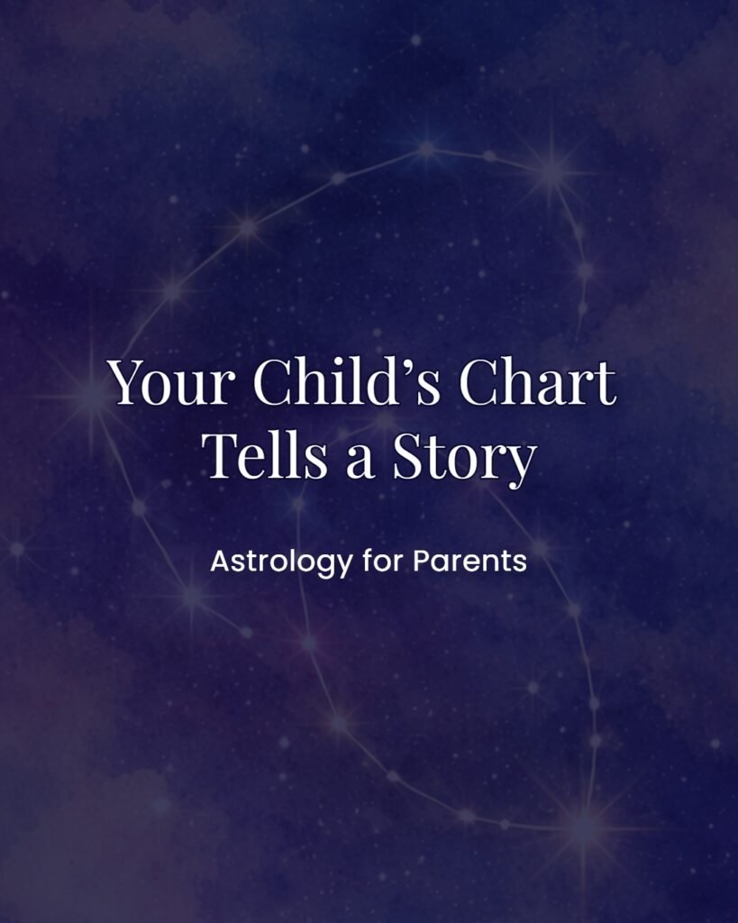 Cover image for astrology chart reading for parents, featuring a starry night sky with constellation lines, emphasizing personalized astrological insights for children.