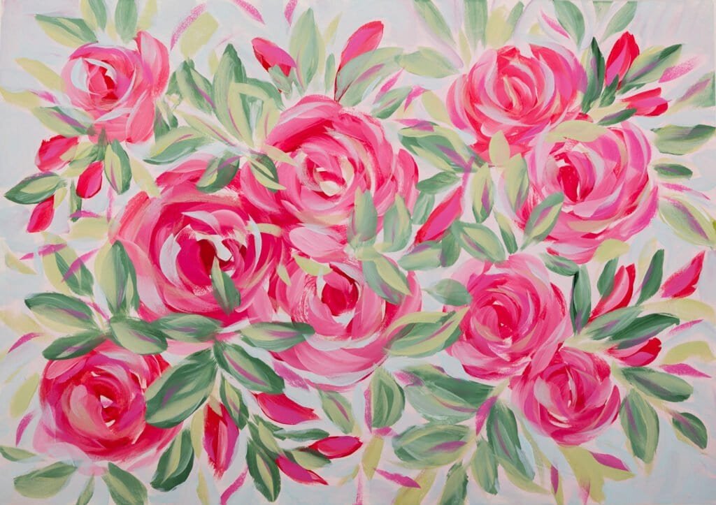 original floral painting acrylic tropical flowers