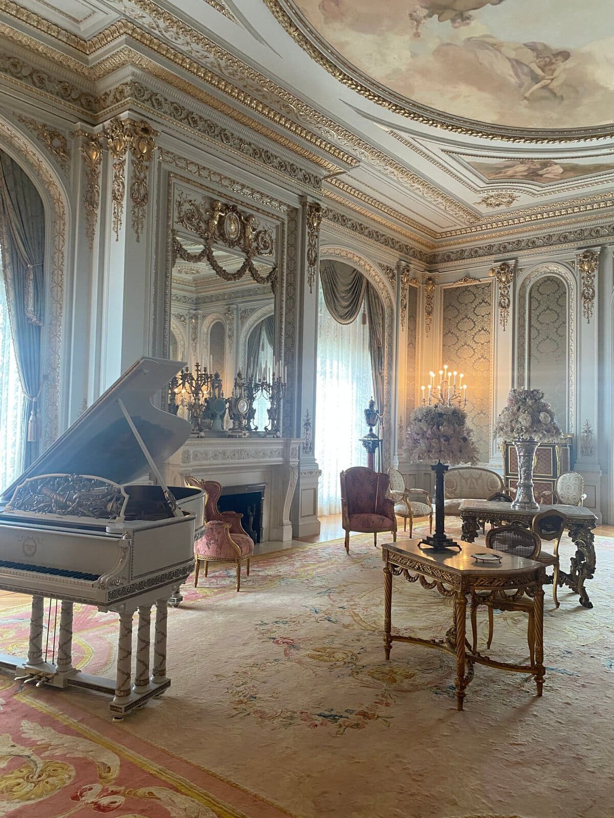 music room with a grand piano at Whitehall, the Flagler Museum in Palm Beach